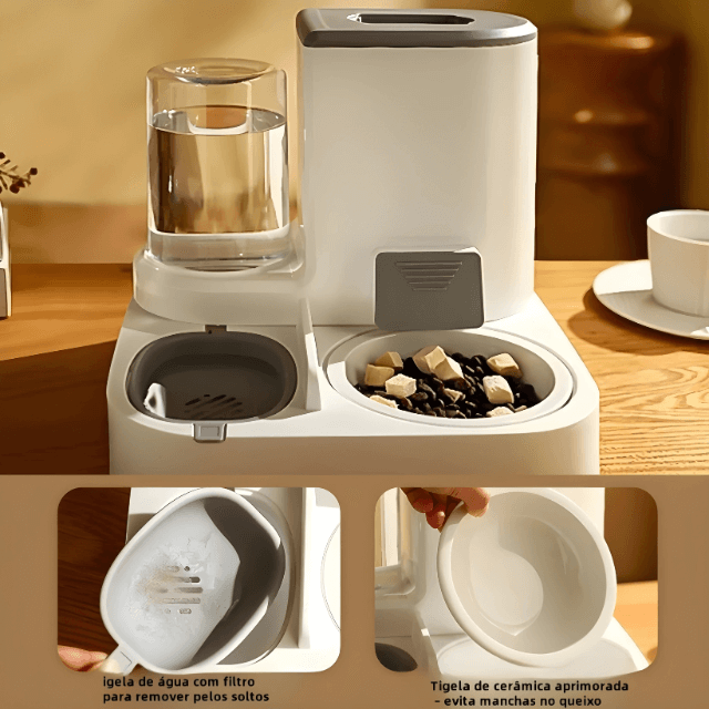 Bebedouro e Comedouro Automático 2 em 1 para Cães e Gatos – Sem Energia e com Filtro | ForPatas - Imagem 4