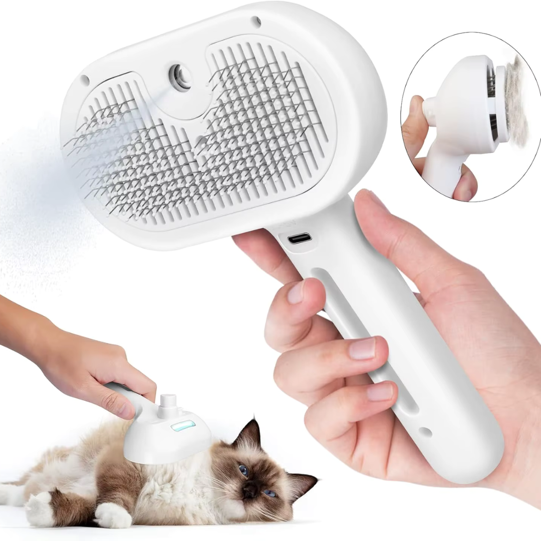 Escova Autolimpante Furly™ – Remove Pelos com Spray e Massagem para Pets - Imagem 3