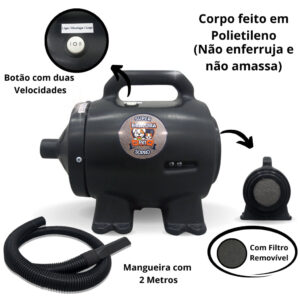 Soprador Profissional Pet Shop Super Sopro MD 2000 – Secagem Rápida e Potente para Banho e Tosa