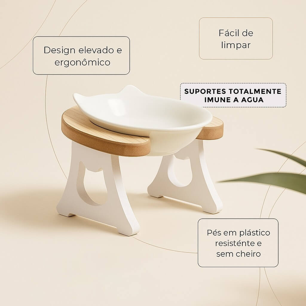 Comedouro de Porcelana Elevado para Gatos – Melhora a Digestão e Reduz Refluxo – Lupzy™ - Imagem 2