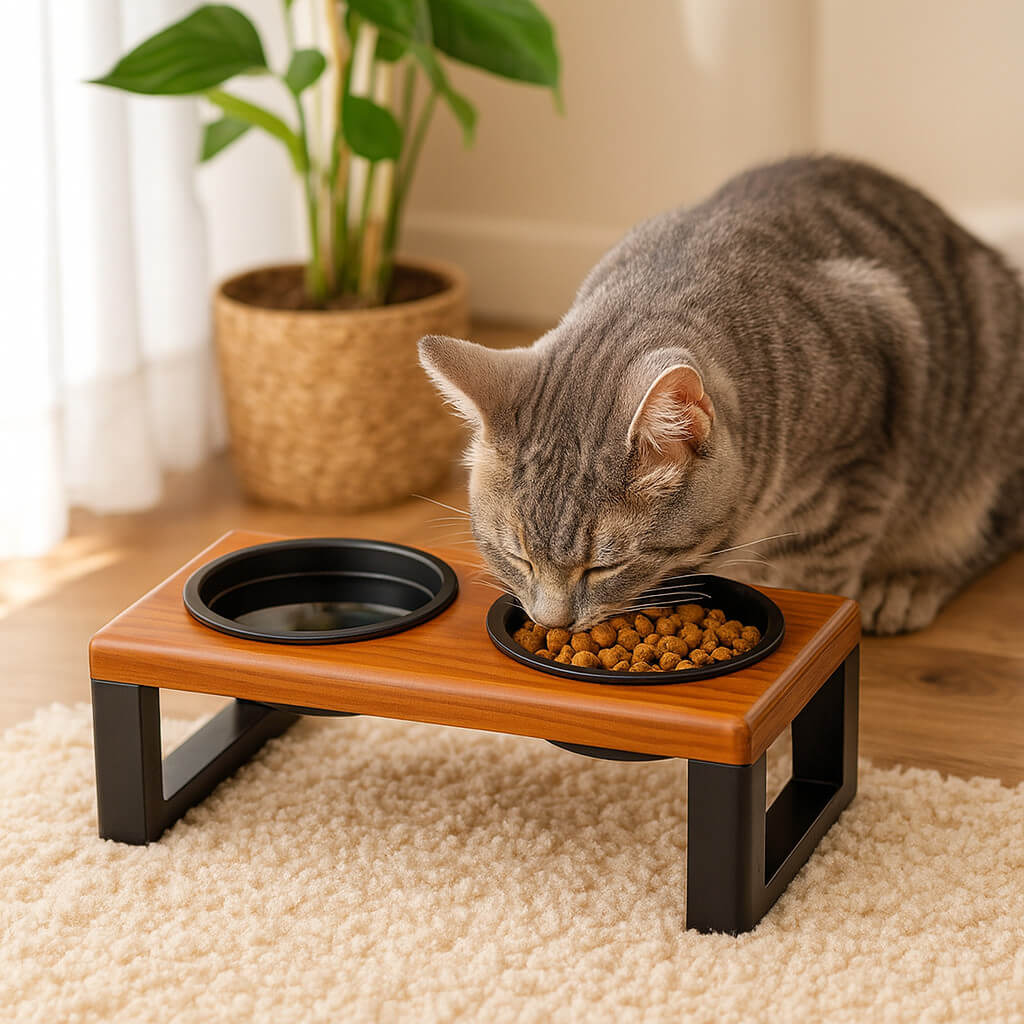 Comedouro Duplo em Madeira Maciça – Tigelas Inox ou Plásticas com Tampa Hermética – ForPatas™ - Imagem 3