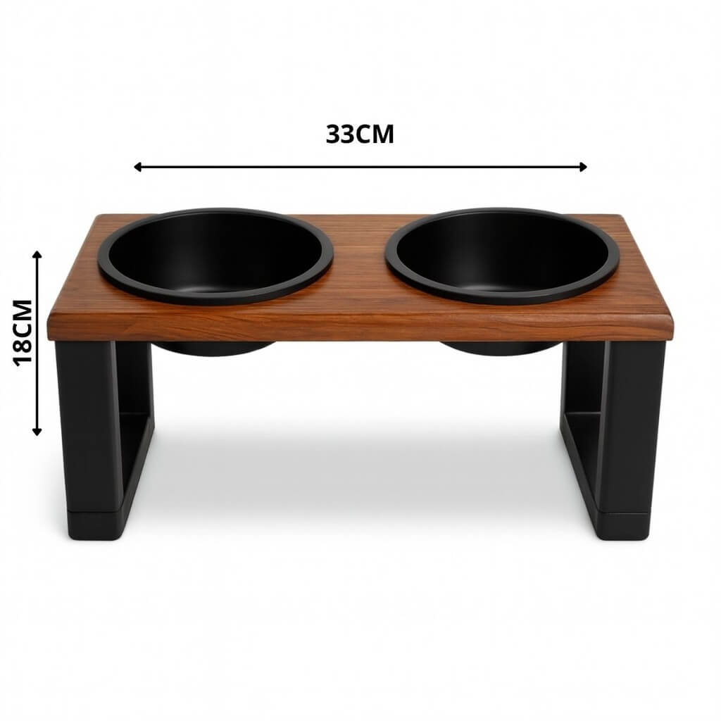 Comedouro Duplo em Madeira Maciça – Tigelas Inox ou Plásticas com Tampa Hermética – ForPatas™ - Imagem 5