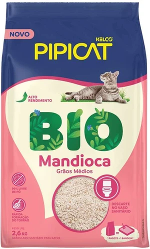 Areia/Granulado Sanitário Pipicat Bio Mandioca para Gatos 2.6Kg