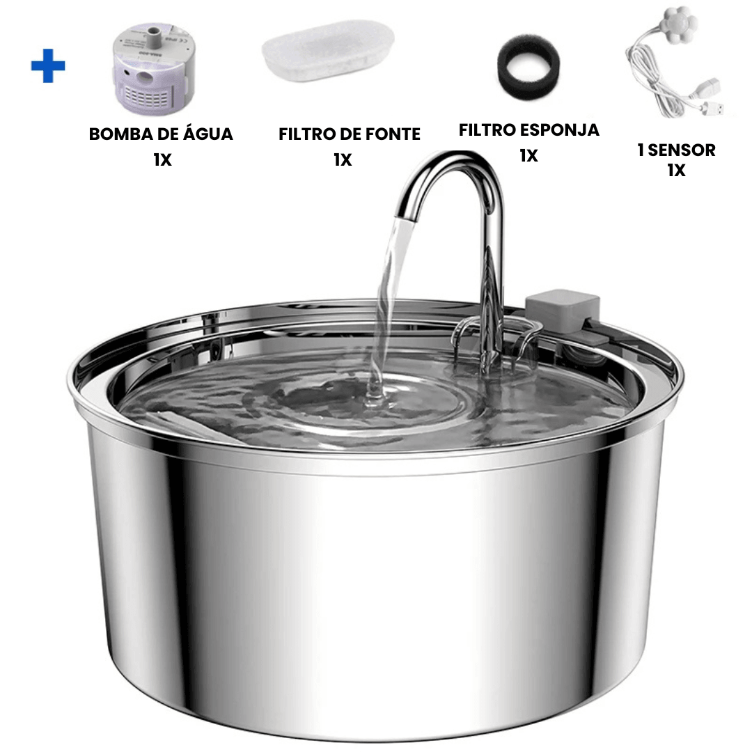 Bebedouro Inoxidável e Fonte com Filtro Tripla Ação 3,2L - Lupzy™ - Imagem 3