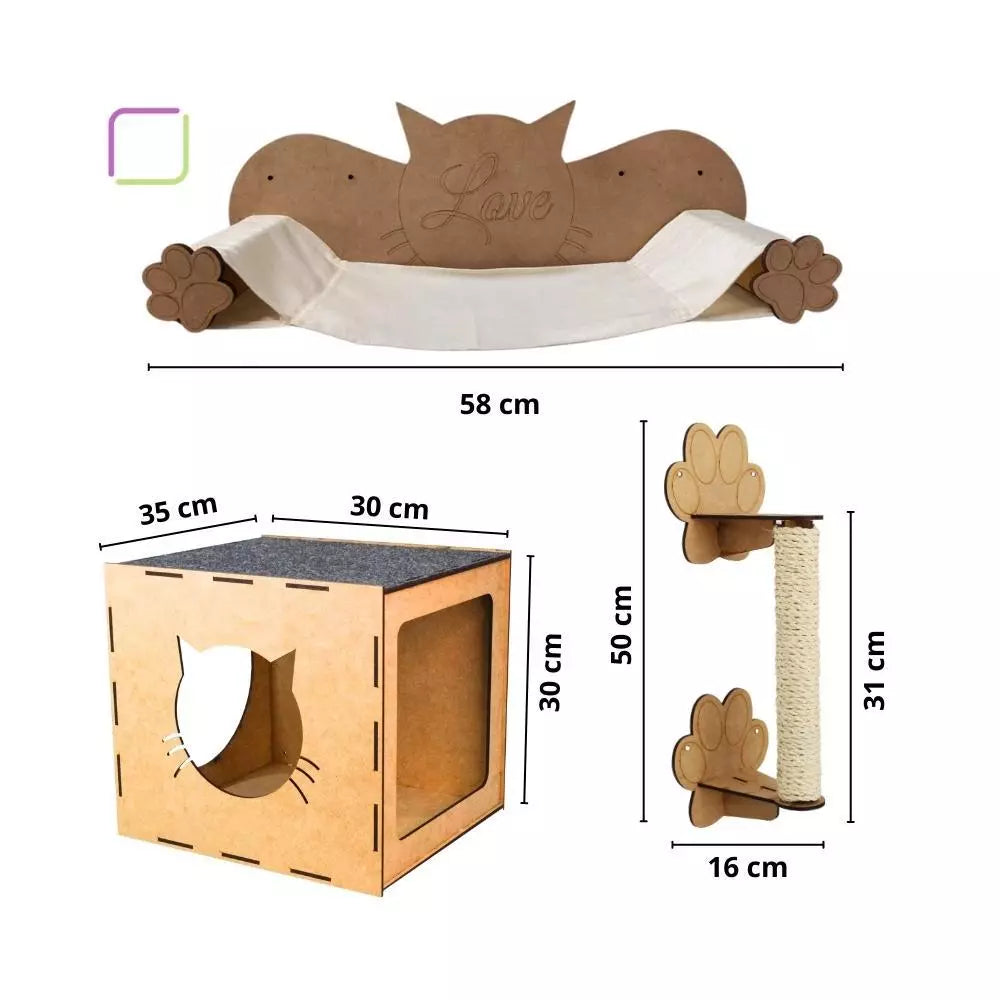 Playground para Gatos Modular de 7 a 15 Peças em MDF – Snouty™ | Diversão, Escalada e Bem-Estar Diário - Imagem 4