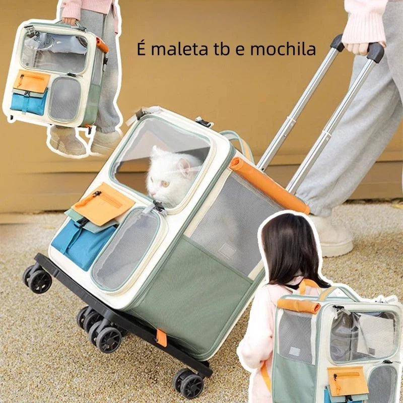 Carrinho Bolsa Mochila Mala de Transporte Pet para Viagem Cabine – TravelSafe™ | Conforto e Segurança até 15kg - Imagem 3