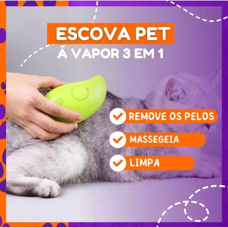 Escova a Vapor Recarregável 3 em 1 para Pets - Imagem 2