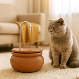 Bebedouro em Cerâmica Sustentável com Filtro de Barro 2,5L para Cachorro e Gato Bivolt HydroClay™