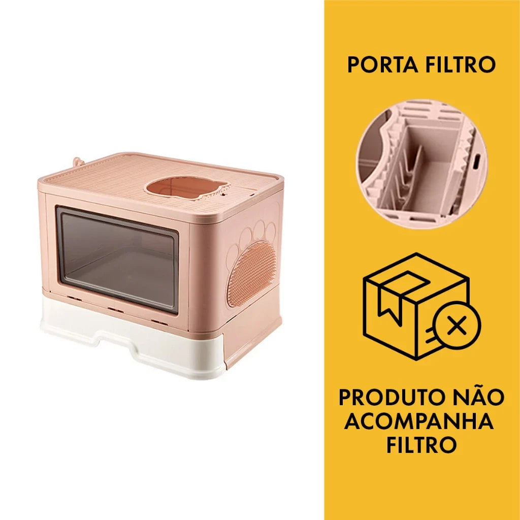 Caixa de Areia Premium Fechada com Entrada Superior e Arranhador – Snouty™ | Mais Limpeza e Zero Odor - Imagem 3