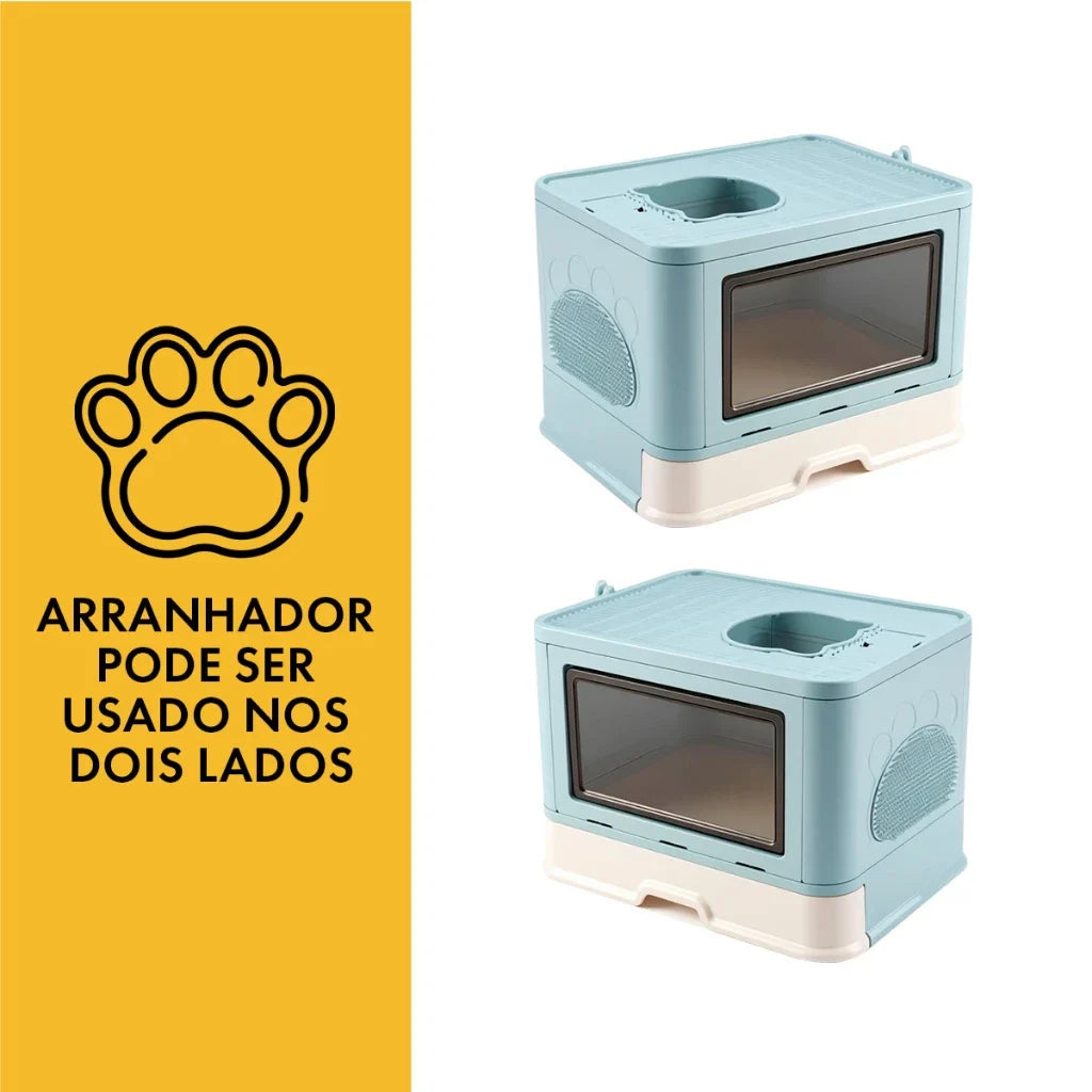 Caixa de Areia Premium Fechada com Entrada Superior e Arranhador – Snouty™ | Mais Limpeza e Zero Odor - Imagem 4