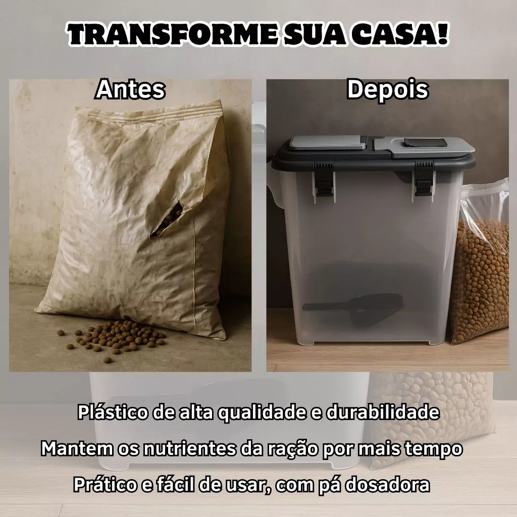 Porta Ração Hermético até 15kg com Vedação Completa e Pá Dosadora – Mecpet™ | Proteção Total e Organização - Imagem 4