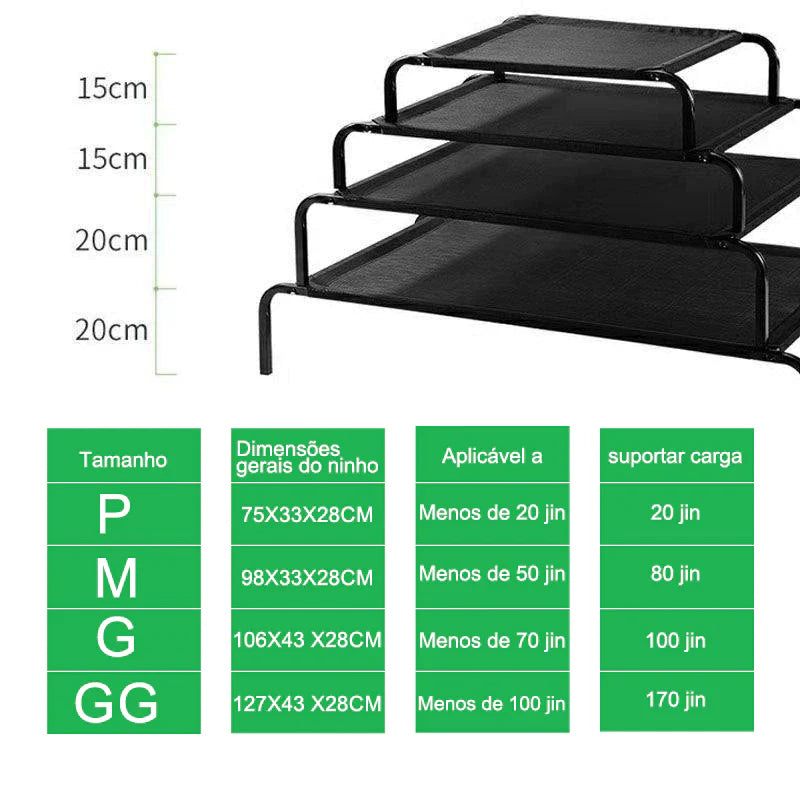 Cama Pet Suspensa Impermeável Elevada para Verão e Viagem – CoolLift™ Conforto Respirável até 80kg - Imagem 4