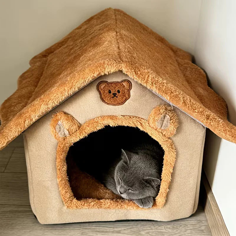 Cama Casinha Toca de Pelúcia Lavável para Cães e Gatos – Snouty™ | Aconchego e Proteção em Cada Descanso - Imagem 2