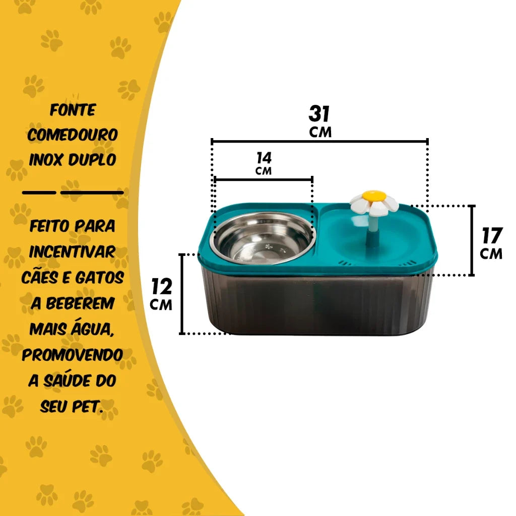 Fonte Bebedouro Elevada Automática Inox 3L para Cães e Gatos – Hydropet™ | Hidratação Saudável e Conforto Diário - Imagem 2
