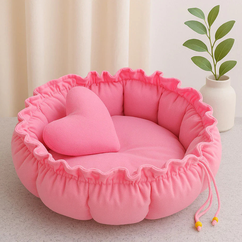 Caminha Pet Redonda Ajustável com Almofada de Coração – Lupzy™ Londres | Aconchego que Abraça - Imagem 4